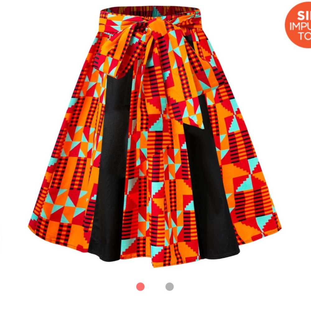 NWT Vibrant & Flowy Geometric Patterned African inspired Skirt